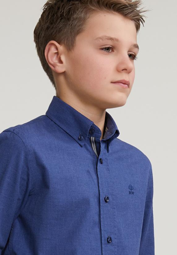 River Woods Custom Fit Effen Hemd Blauw