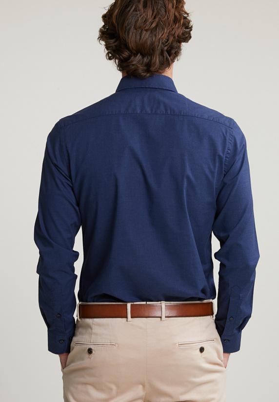 River Woods Custom Fit Effen Hemd Blauw