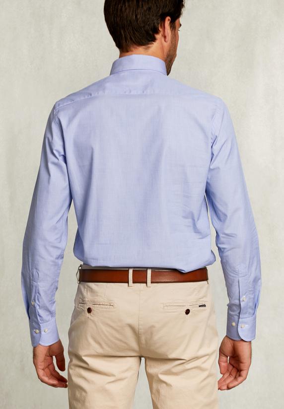 River Woods Custom Fit Effen Hemd Blauw