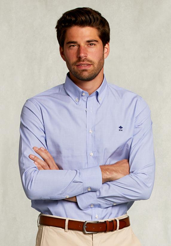 river woods Custom fit effen hemd blauw
