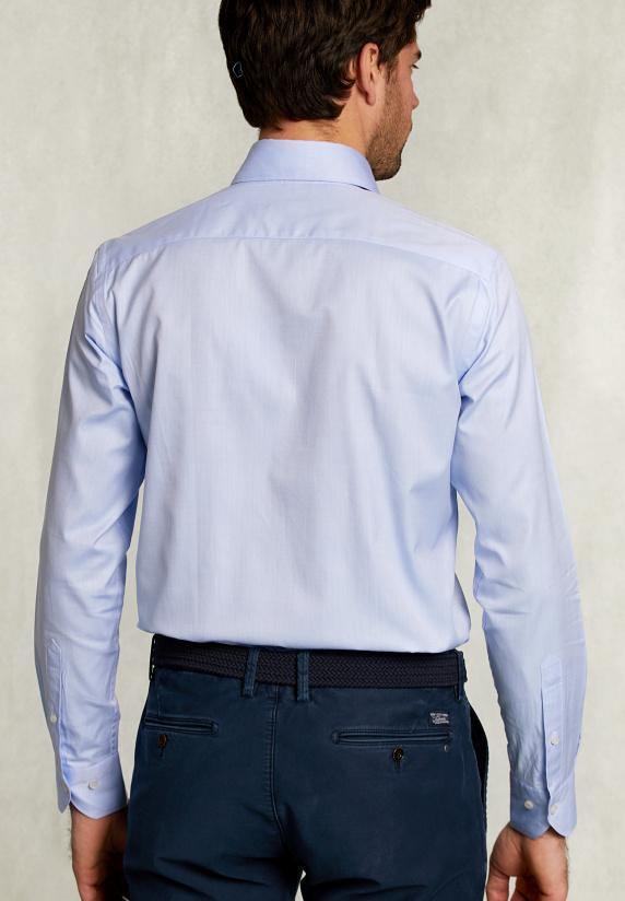 River Woods Custom Fit Effen Hemd Blauw