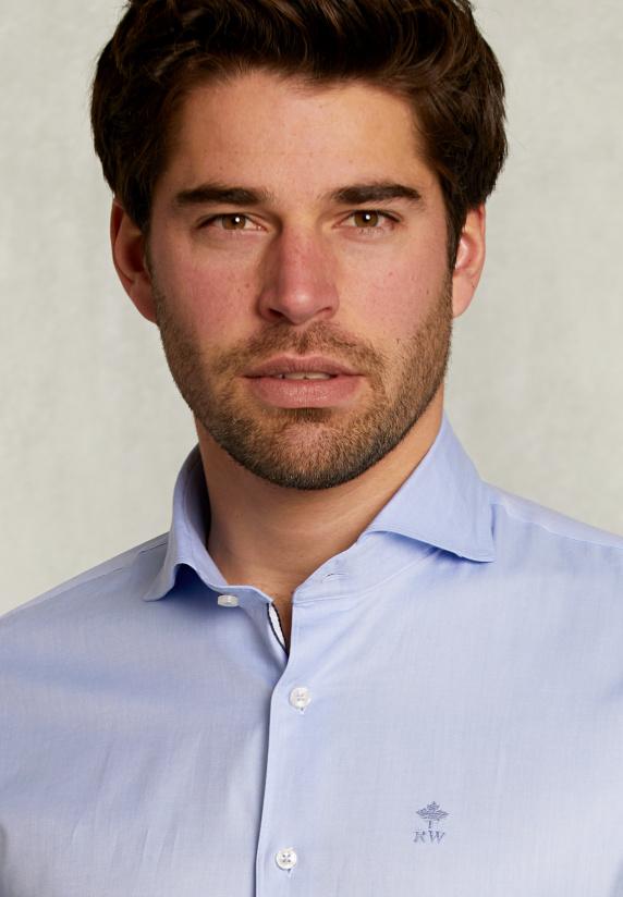 River Woods Custom Fit Effen Hemd Blauw