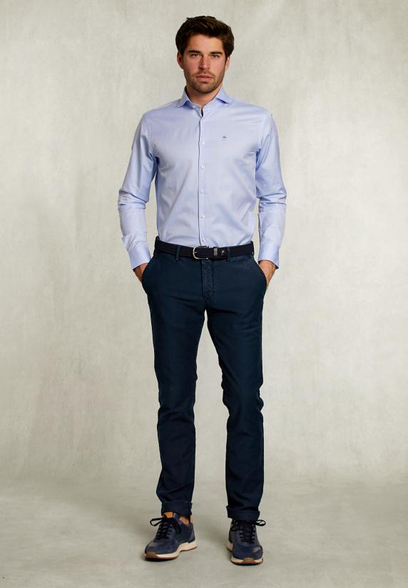 River Woods Custom Fit Effen Hemd Blauw