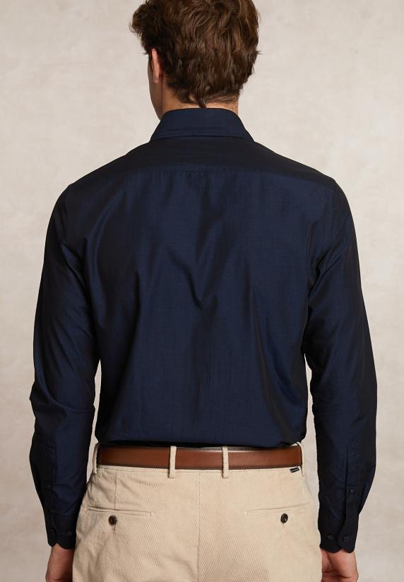 River Woods Custom Fit Effen Hemd Blauw