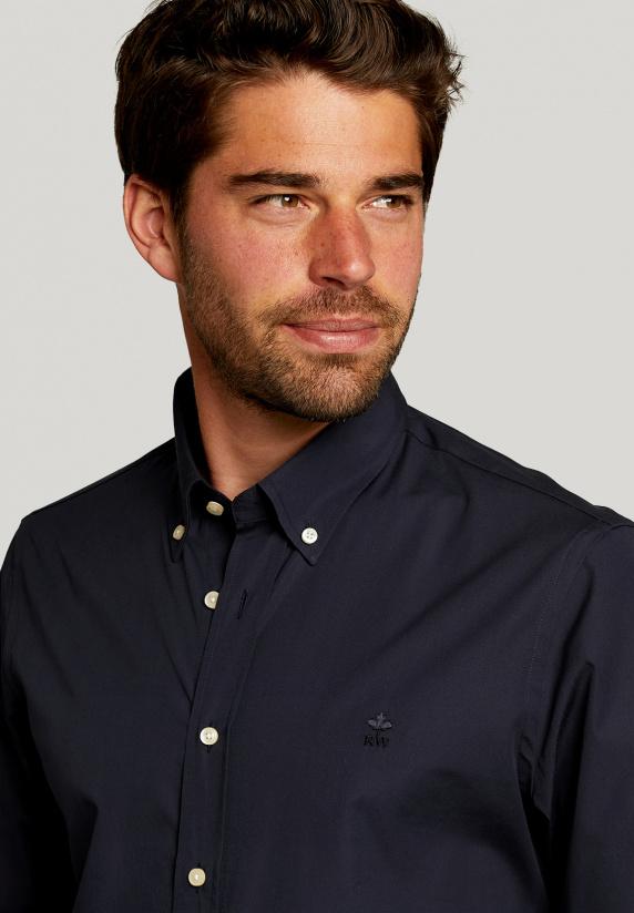 River Woods Custom Fit Effen Hemd In Blauw