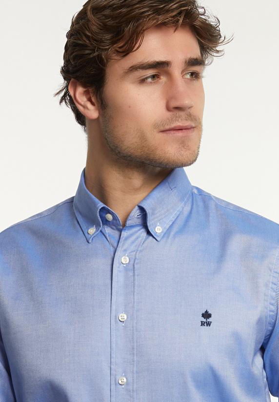 River Woods Custom Fit Effen Katoenen Hemd Blauw