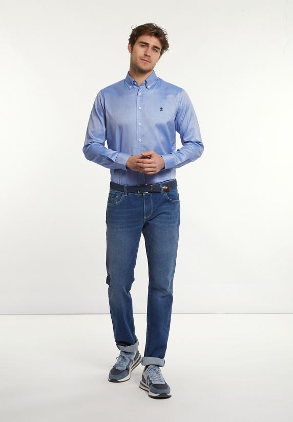 River Woods Custom Fit Effen Katoenen Hemd Blauw