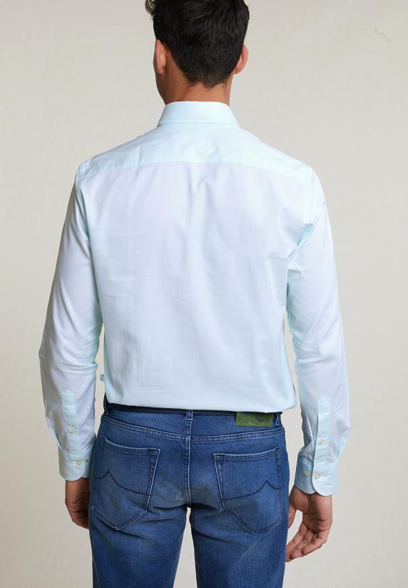 River Woods Custom Fit Effen Katoenen Hemd Groen