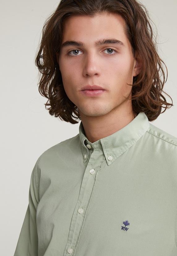River Woods Custom Fit Effen Katoenen Hemd Moss