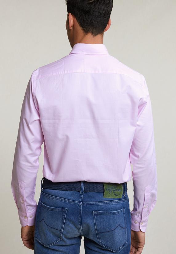 River Woods Custom Fit Effen Katoenen Hemd Roze