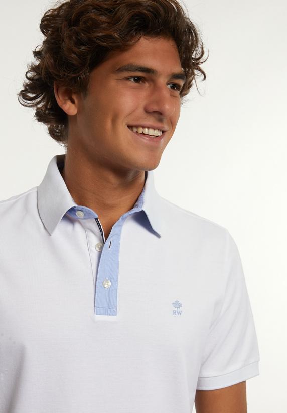 River Woods Custom Fit Fancy Jaspe Piqué Polo Wit