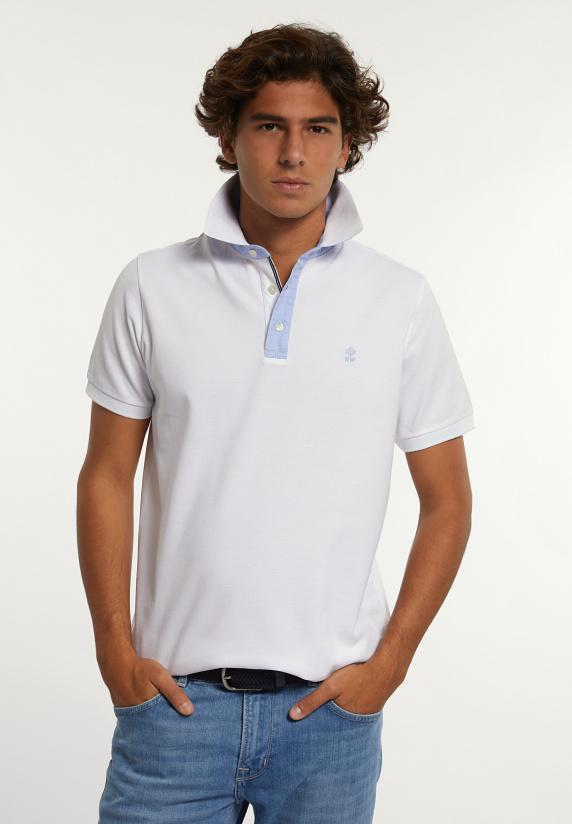 river woods Custom fit fancy jaspe piqué polo wit