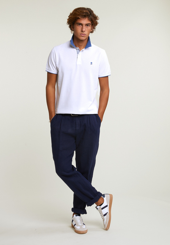 River Woods Custom Fit Fancy Katoenen Polo Wit