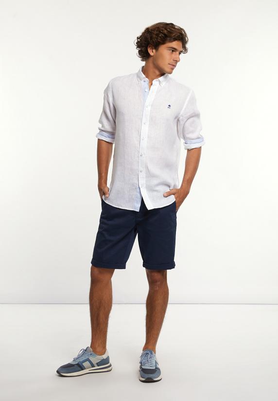 River Woods Custom Fit Fancy Linnen Hemd Wit