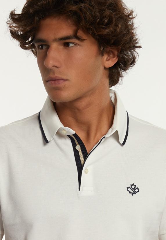 River Woods Custom Fit Fancy Lux Piqué Polo Wit