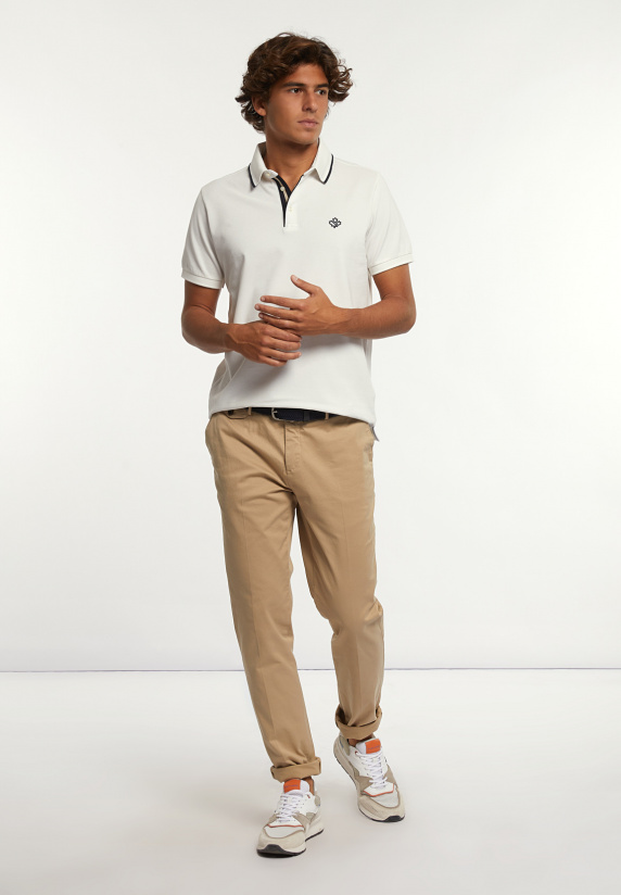 River Woods Custom Fit Fancy Lux Piqué Polo Wit