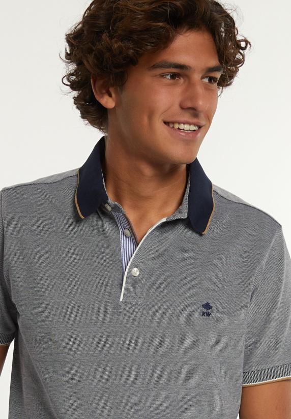 River Woods Custom Fit Fancy Pima Katoen Polo Navy