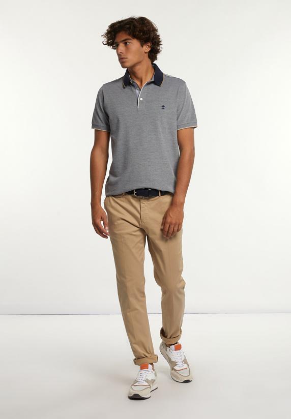 River Woods Custom Fit Fancy Pima Katoen Polo Navy