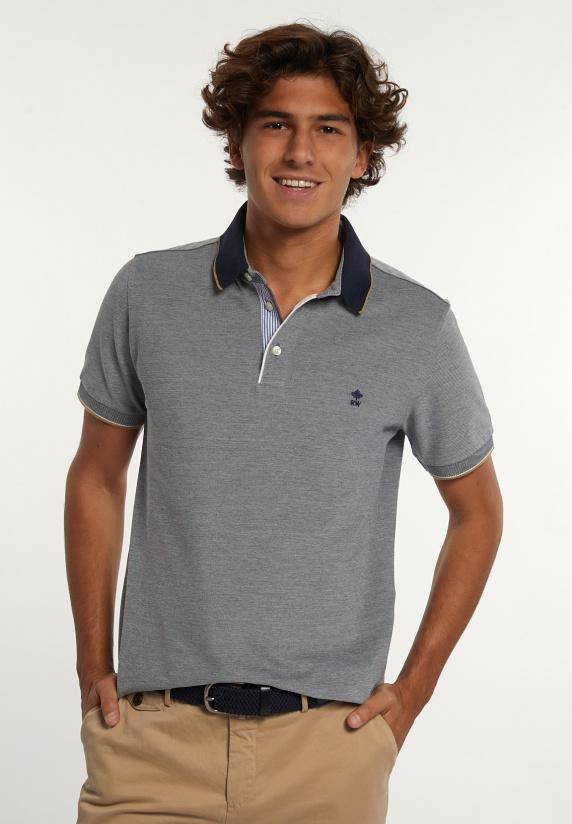 river woods Custom fit fancy pima katoen polo navy