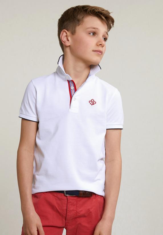 river woods Custom fit fancy polo korte mouwen wit