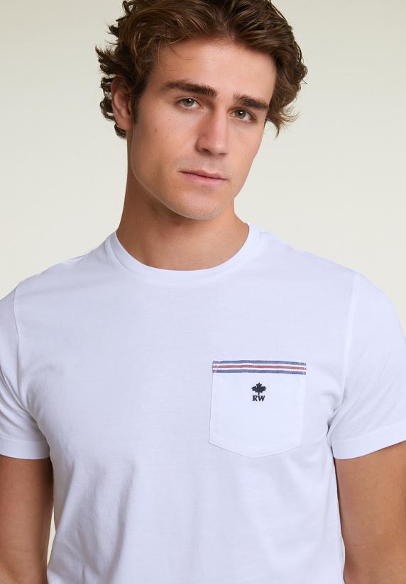 River Woods Custom Fit Fancy T-shirt Borstzak Wit