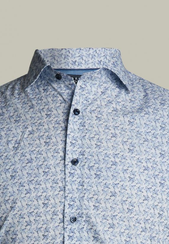 River Woods Custom Fit Fantasie Hemd Blauw/wit