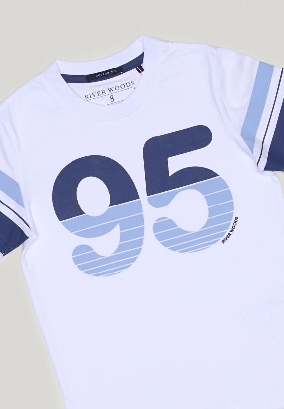 River Woods Custom Fit Fantasie T-shirt Blauw/wit