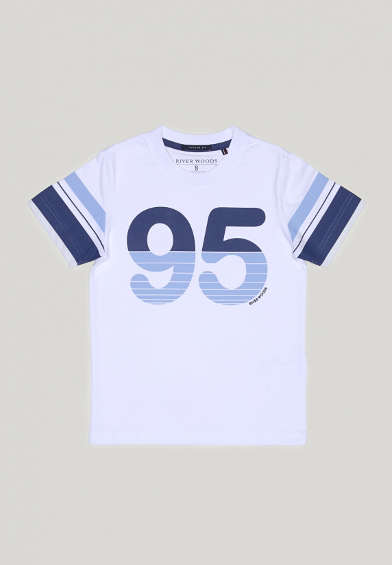 river woods Custom fit fantasie T-shirt blauw/wit