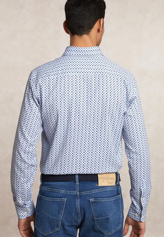 River Woods Custom Fit Fantasiehemd Blauw