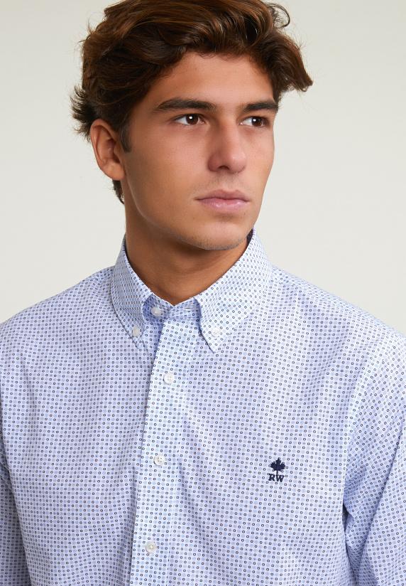 River Woods Custom Fit Fantasiehemd Blauw