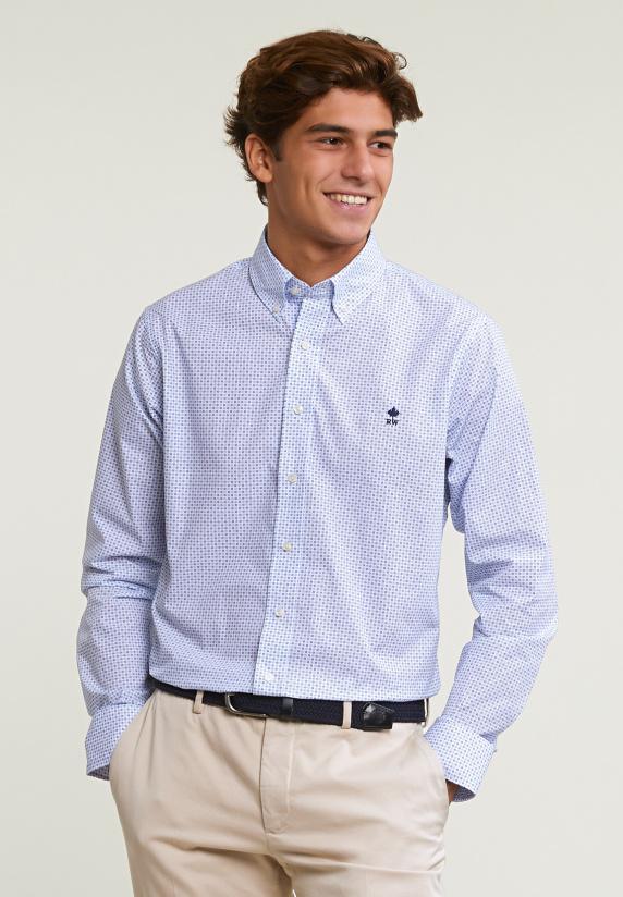 River Woods Custom Fit Fantasiehemd Blauw