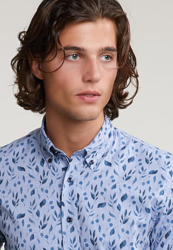 River Woods Custom Fit Fantasiehemd Blauw