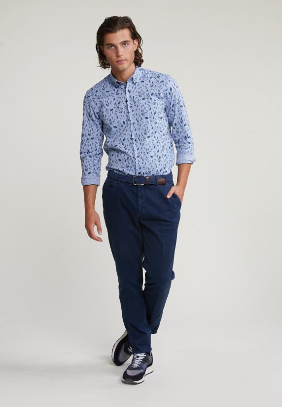 River Woods Custom Fit Fantasiehemd Blauw