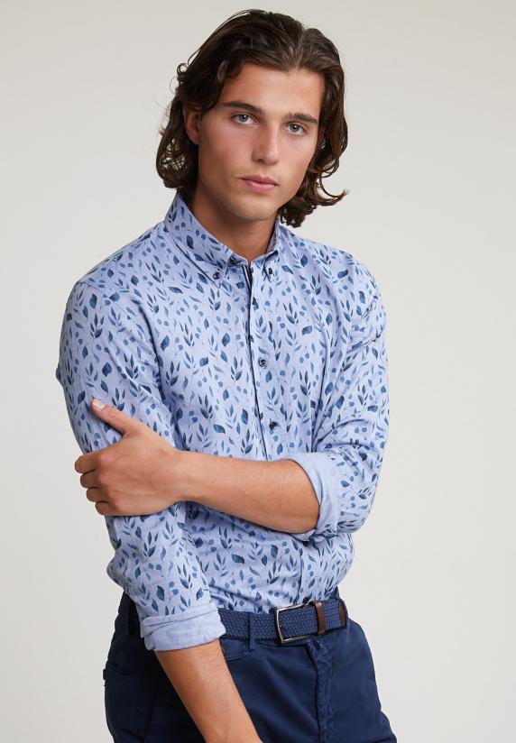 river woods Custom fit fantasiehemd blauw