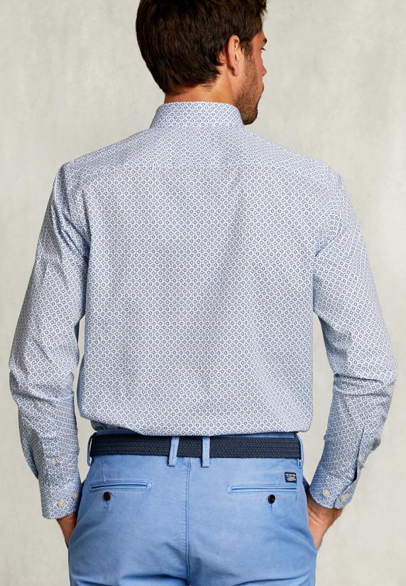 River Woods Custom Fit Fantasiehemd Blauw/groen