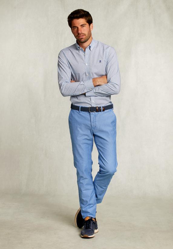 River Woods Custom Fit Fantasiehemd Blauw/groen