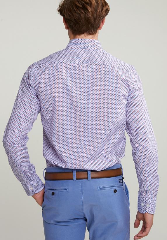 River Woods Custom Fit Fantasiehemd Blauw/rood