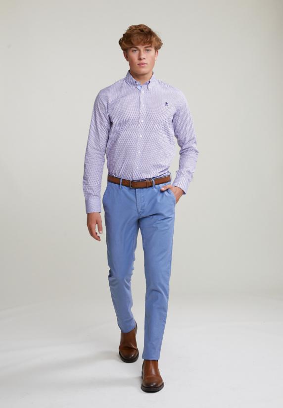 River Woods Custom Fit Fantasiehemd Blauw/rood