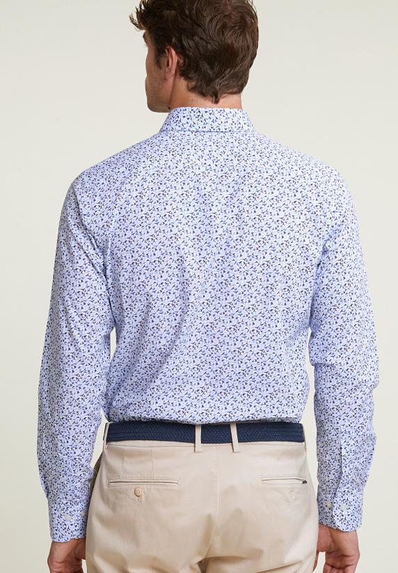 River Woods Custom Fit Fantasiehemd Blauw/wit