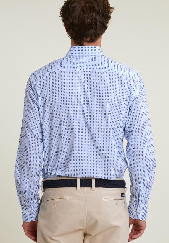 River Woods Custom Fit Fantasiehemd Blauw/wit