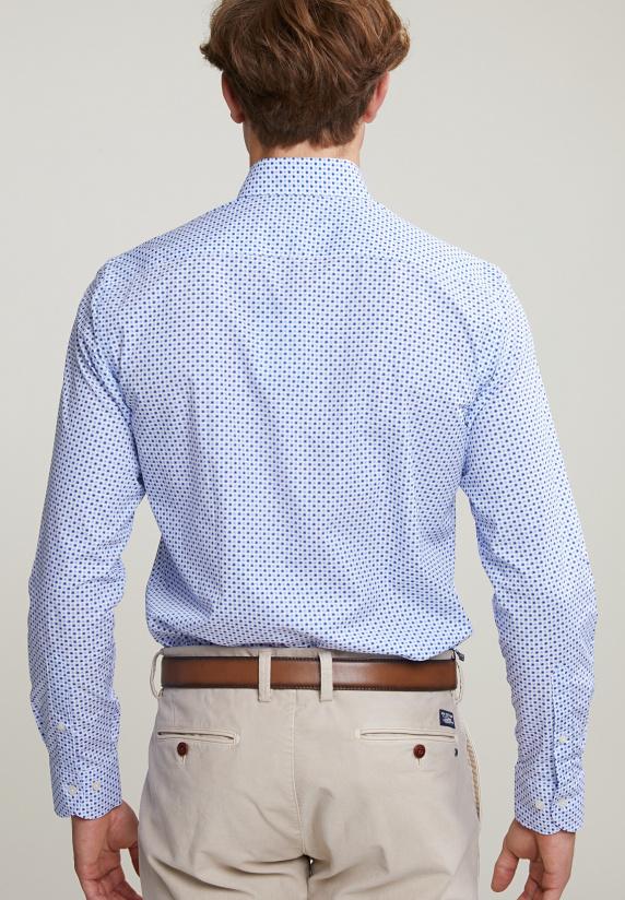 River Woods Custom Fit Fantasiehemd Blauw/wit