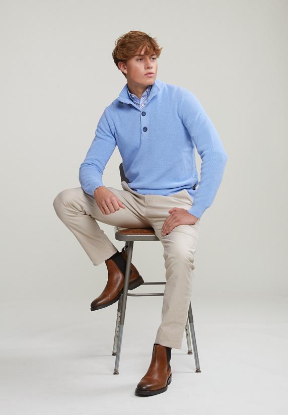 River Woods Custom Fit Fantasiehemd Blauw/wit