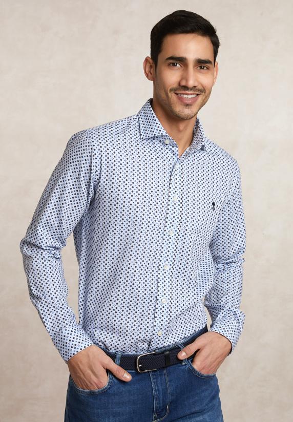 river woods Custom fit fantasiehemd blauw