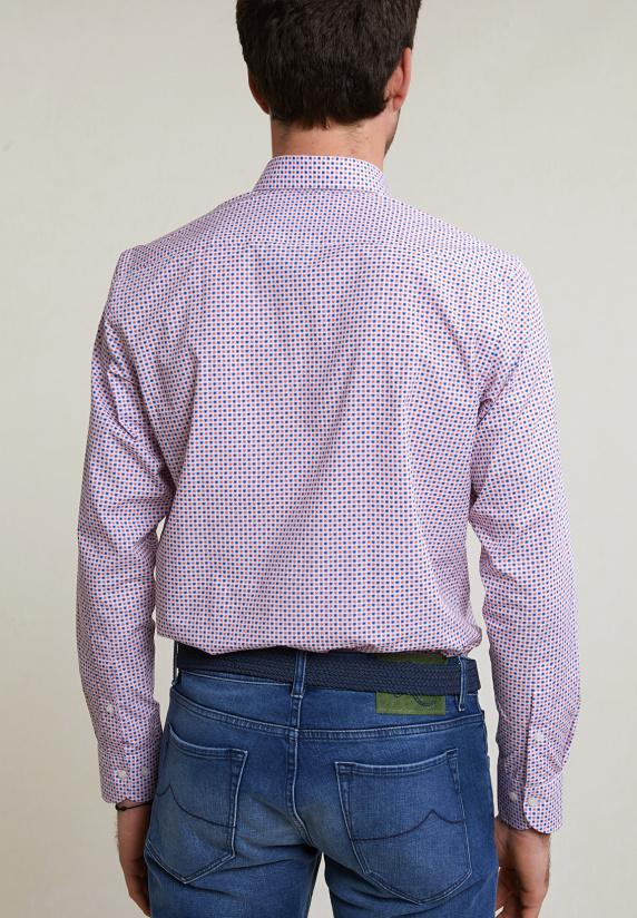 River Woods Custom Fit Fantasiehemd Oranje/blauw