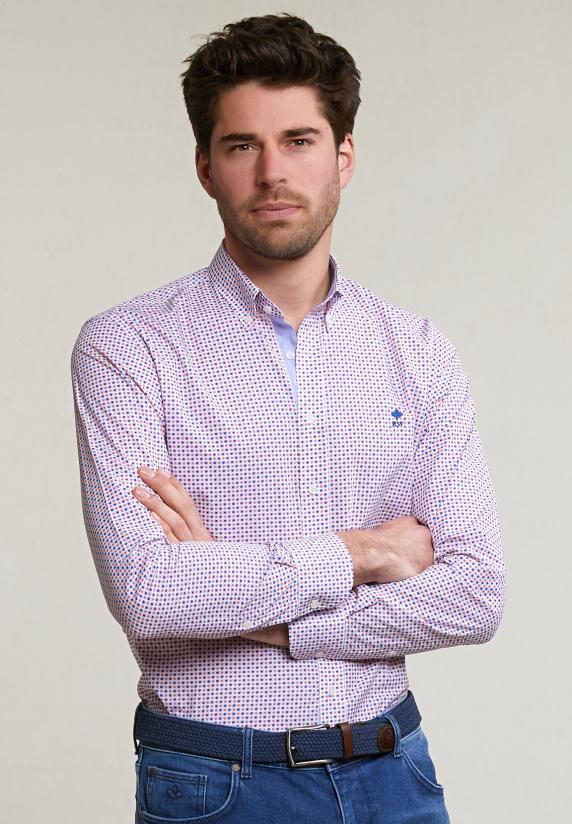 river woods Custom fit fantasiehemd oranje/blauw