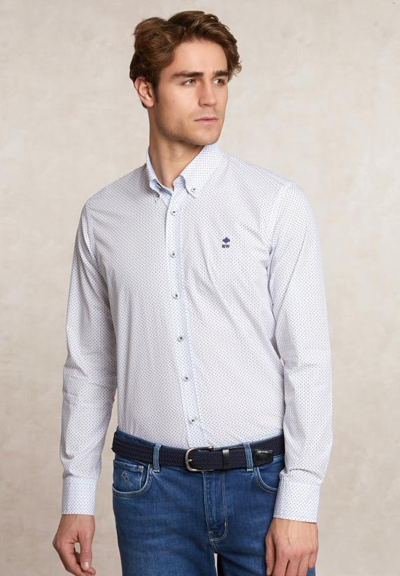 river woods Custom fit fantasiehemd wit