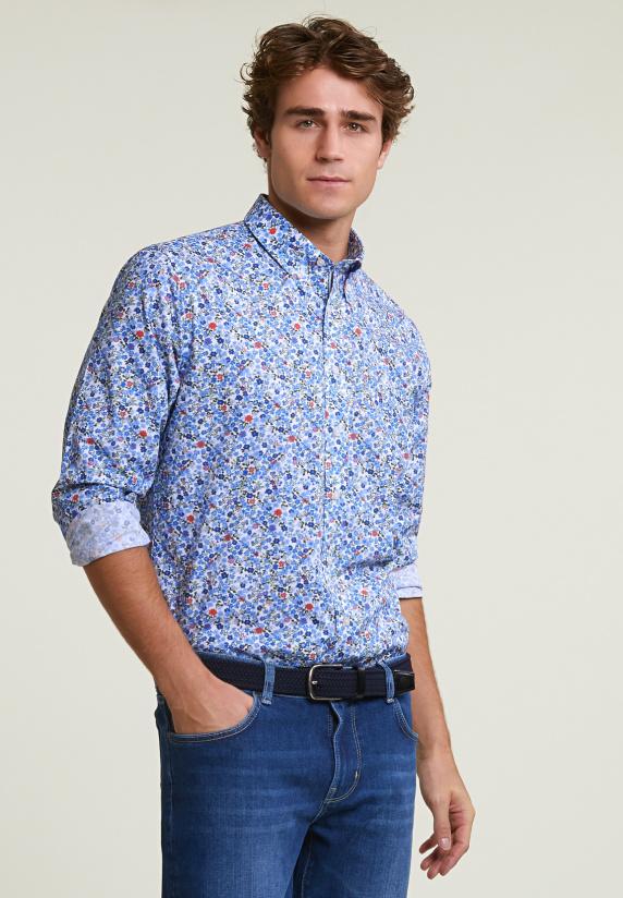 river woods Custom fit gebloemd hemd multi