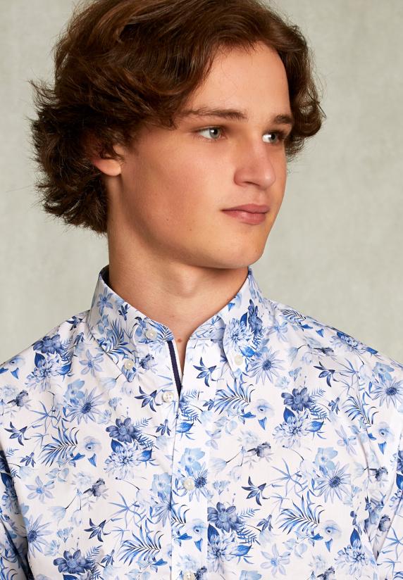 River Woods Custom Fit Gebloemd Hemd Multi