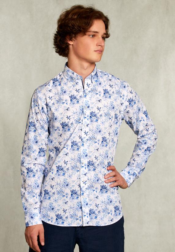 River Woods Custom Fit Gebloemd Hemd Multi