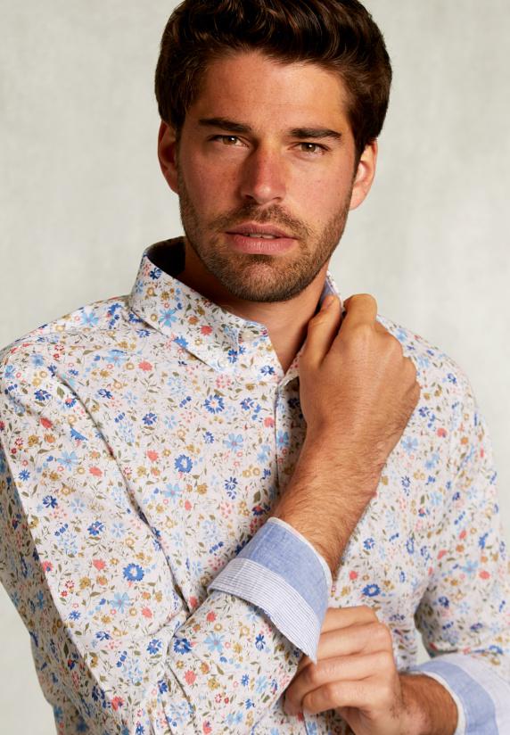 River Woods Custom Fit Gebloemd Hemd Multi